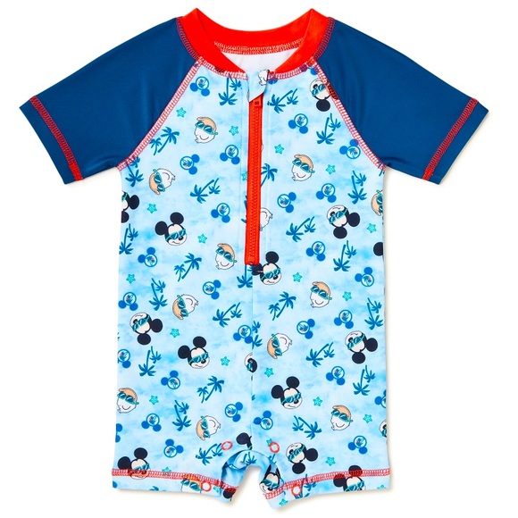 2/$20 Disney Mickey Mouse Baby One Pc Swimsuit with Rash guard (NWT) Size: 0-3M - Picture 1 of 3